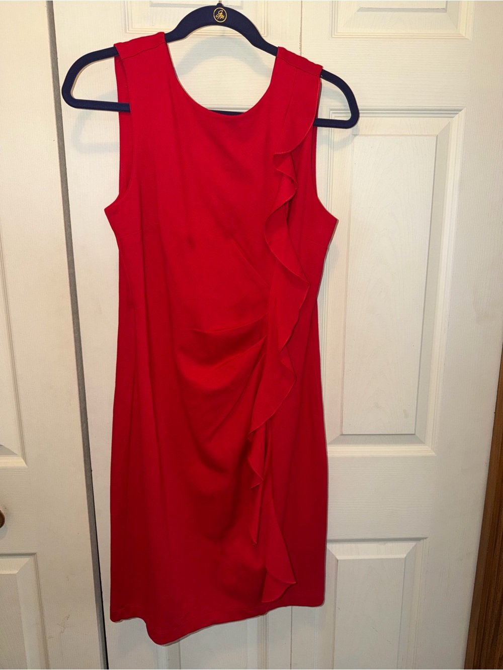The Limited Red Sleeveless Ruffle Sheath Dress